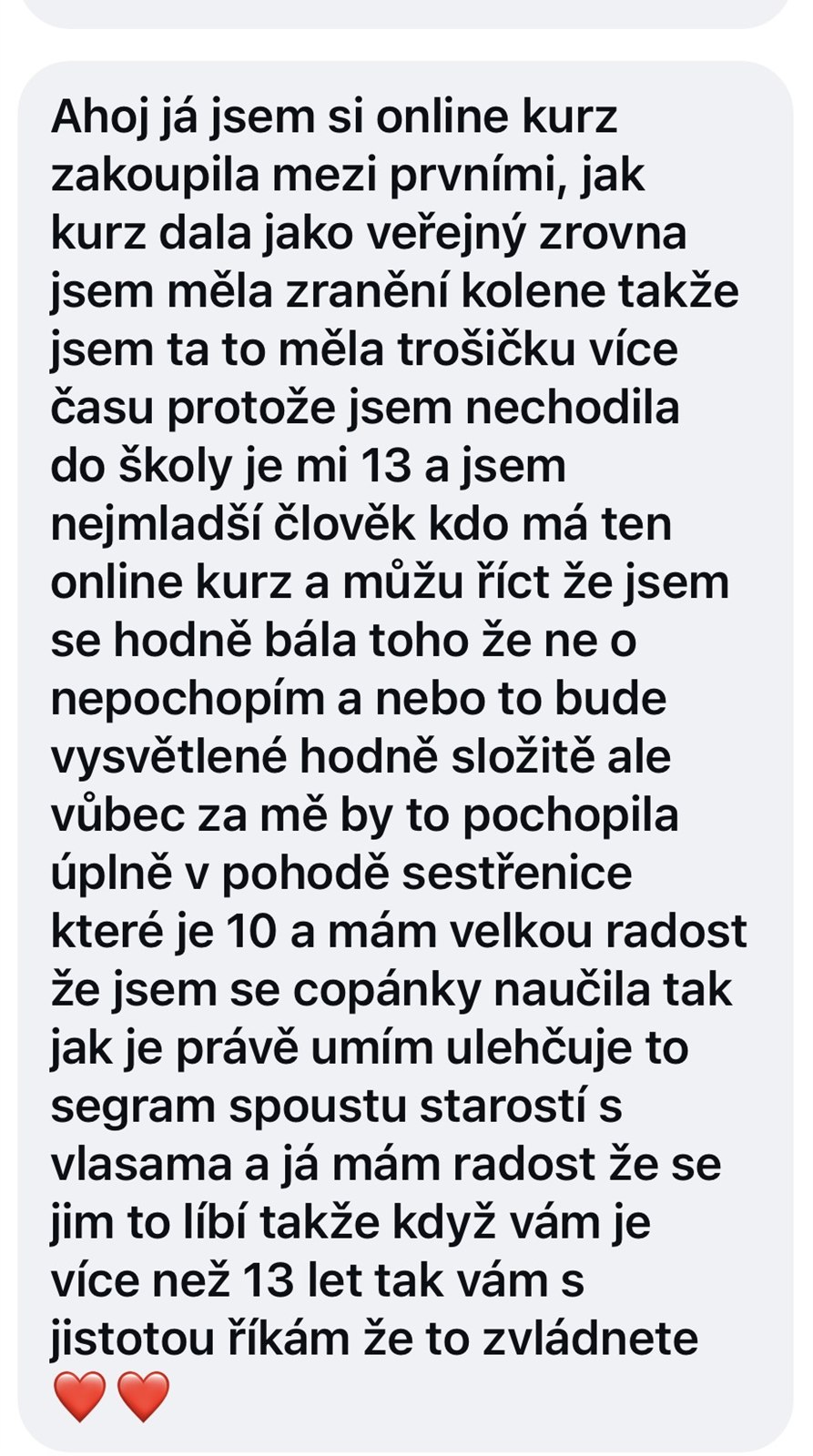 Skutečná zpráva od absolventky kurzu