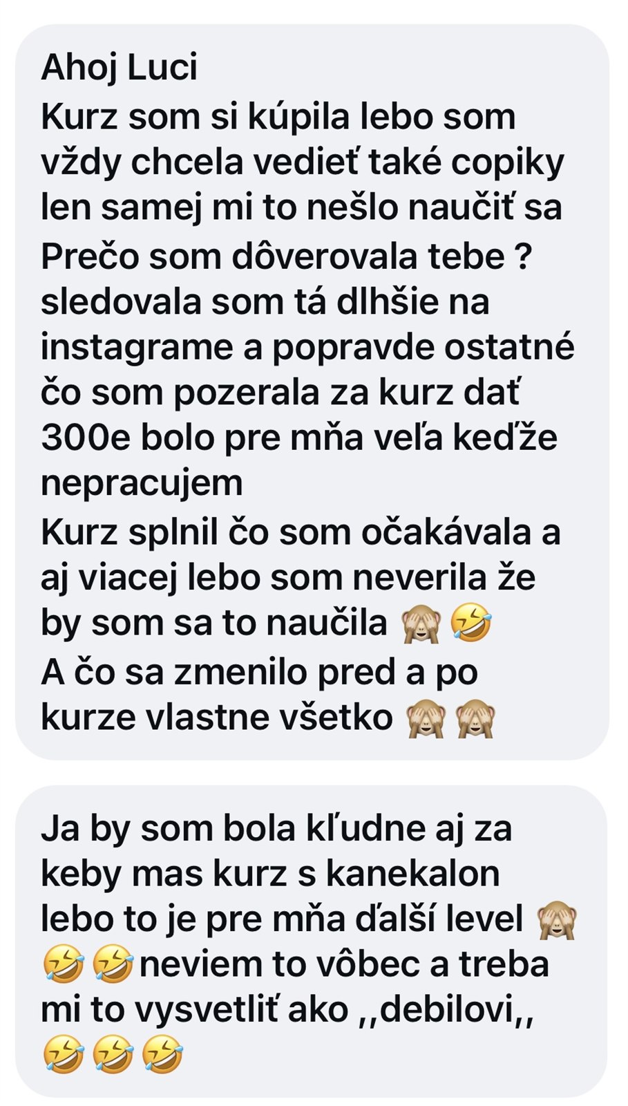 Skutečná zpráva od absolventky kurzu