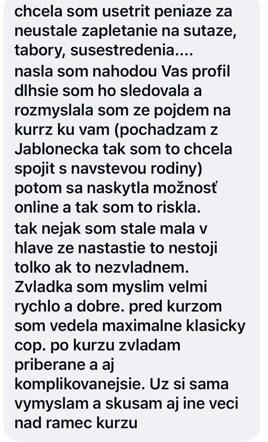 Skutečná zpráva od absolventky kurzu