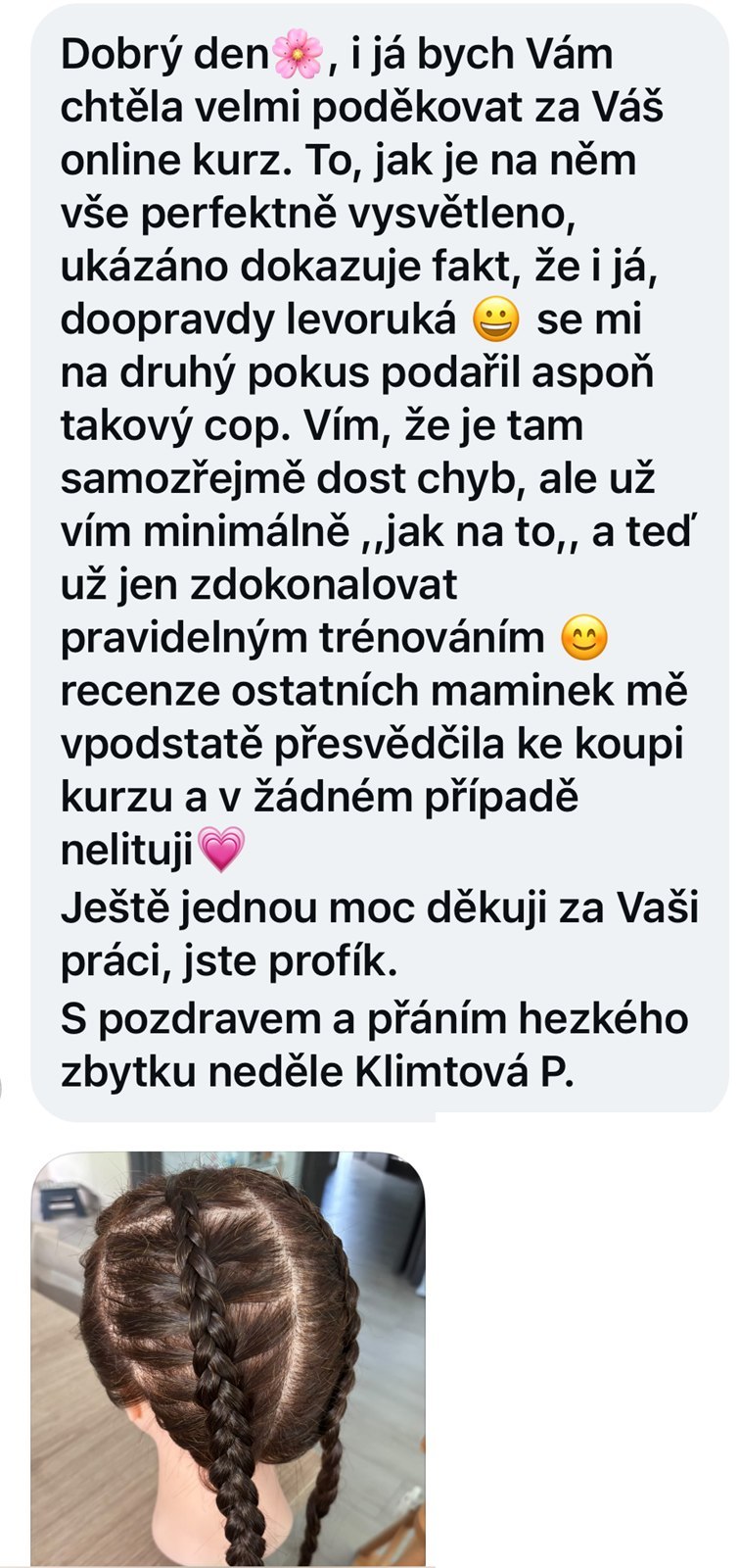 Skutečná zpráva od absolventky kurzu